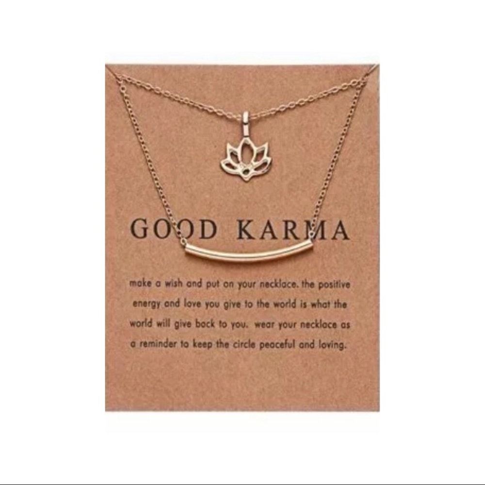 Good Karma gold clavicle necklace on dainty chain